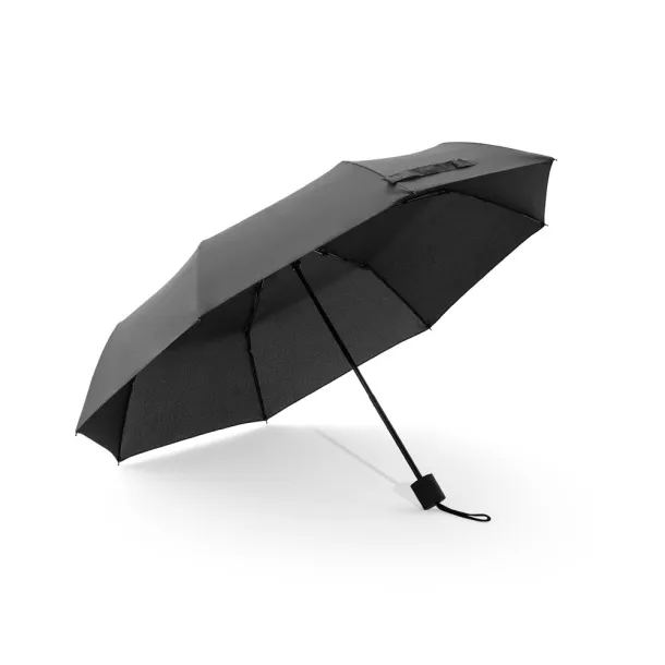 AIDEN 21" umbrella in recycled polyester (100% rPET) pongee 190T, foldable in 3 sections Black