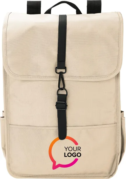 Lyric rPET Polyester (300D) flap backpack Lyric beige