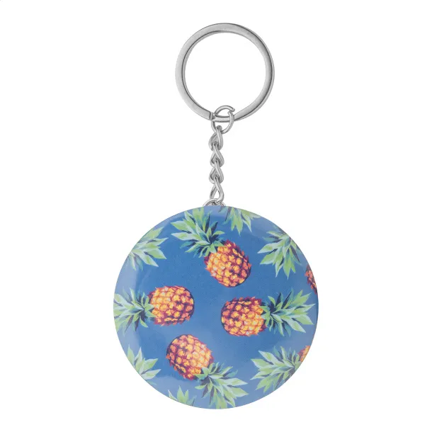 KeyBadge Bottle pin button keyring Silver White