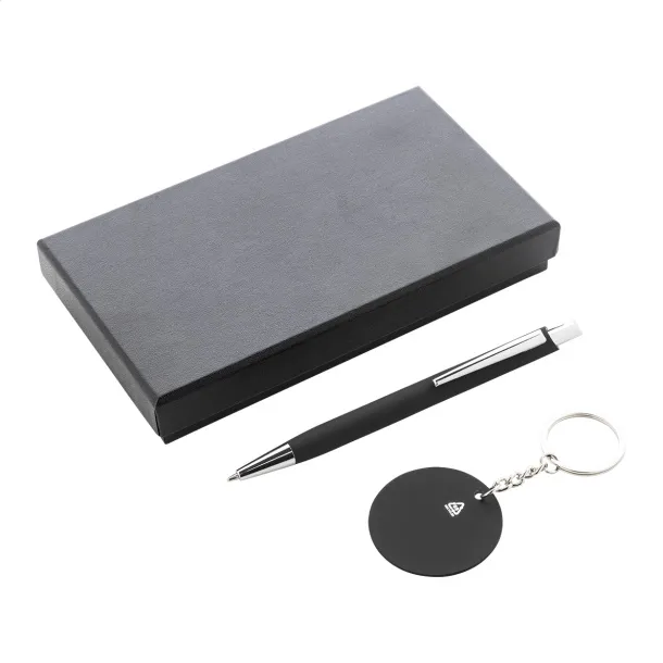 Miroset pen and keyring set Black