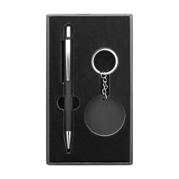 Miroset pen and keyring set Black