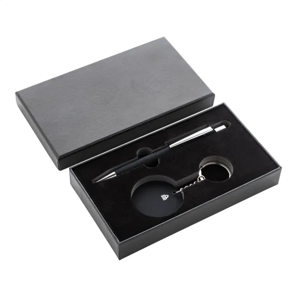 Miroset pen and keyring set Black