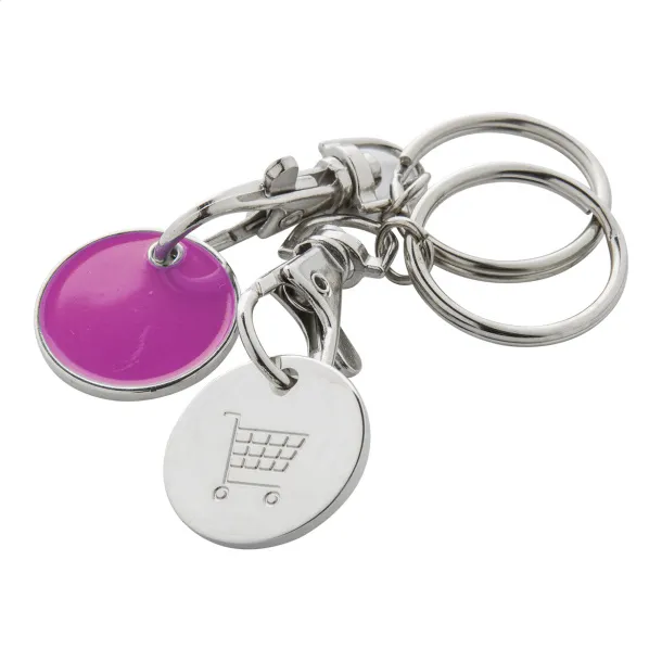 Eurocoin trolley coin keyring Pink