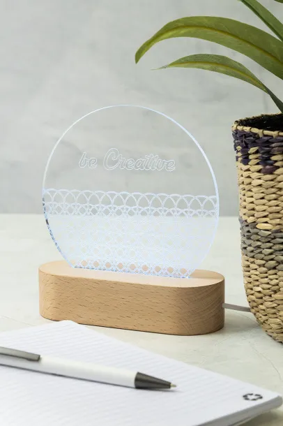 Woodify LED svjetlosni trofej, pentagon Prozirno Prirodna