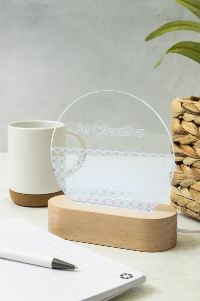 Woodify LED svjetlosni trofej, pentagon Prozirno Prirodna