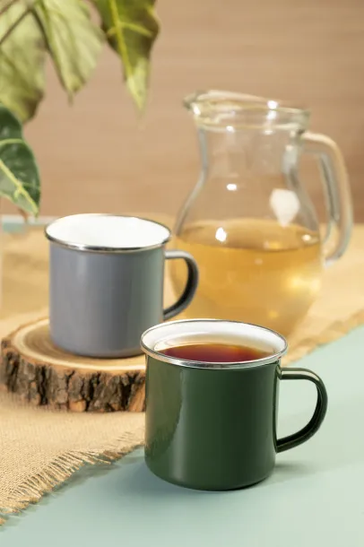 Enavint emajlirana šalica, 300 ml Tamno zelena Bijela