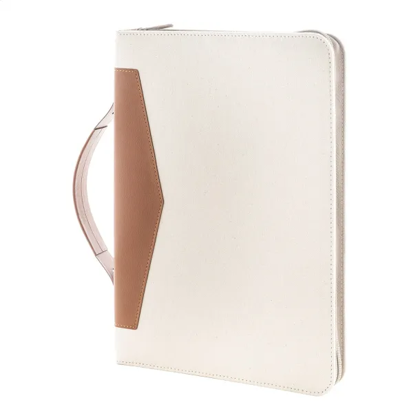 Carbasa Zip recycled canvas document folder Natural