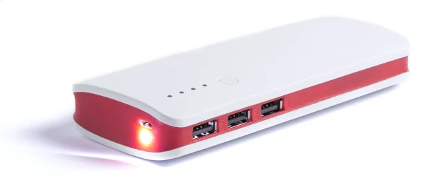 Tenak USB prijenosna baterija, 10 000 mAh Crvena Bijela