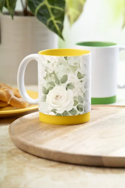 MultiColour Plus sublimacijska šalica, 300 ml Žuta Bijela