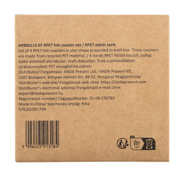 Vagnes RPET Christmas coaster set Green