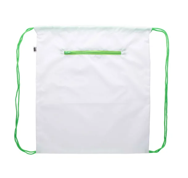 CreaDraw Zip RPET personalizirana torba s vezicama Zelena Bijela