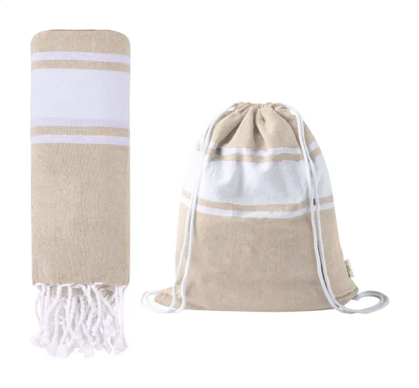 Praia beach towel and drawstring bag Natural