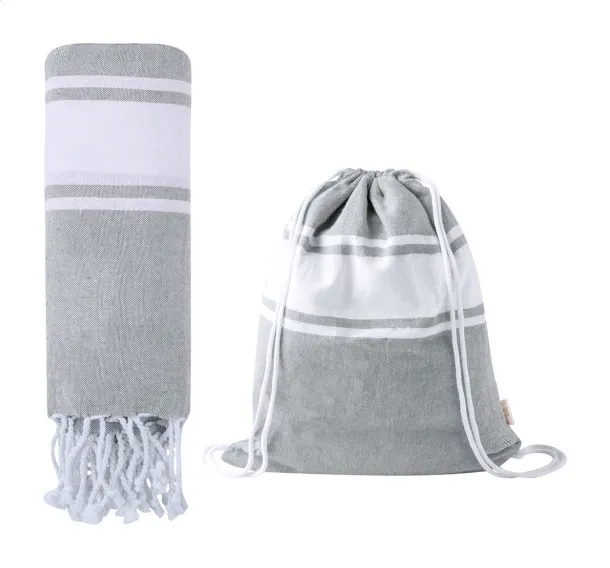 Praia beach towel and drawstring bag Grey