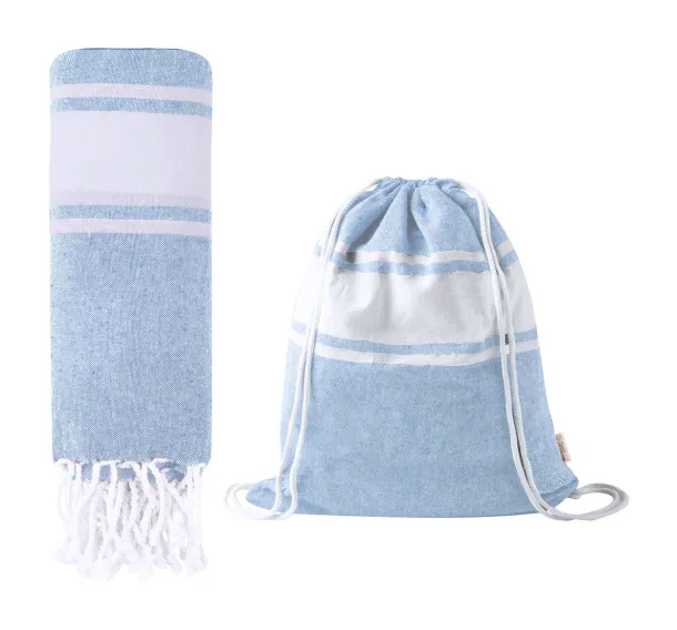 Praia beach towel and drawstring bag Light blue