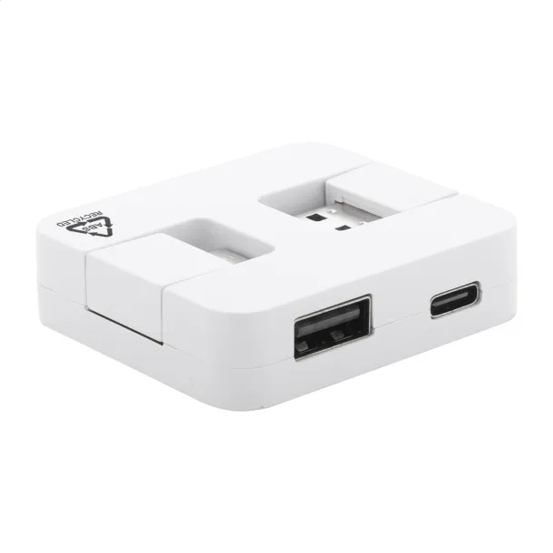 Rahubu USB hub od reciklirane ABS plastike Bijela
