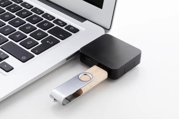 Rahubu USB hub od reciklirane ABS plastike Crna