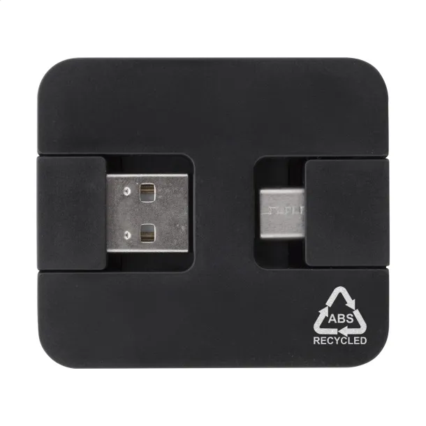 Rahubu USB hub od reciklirane ABS plastike Crna
