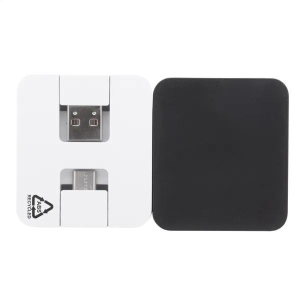 Rahubu USB hub od reciklirane ABS plastike Crna