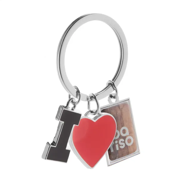 I Love keyring Red Silver