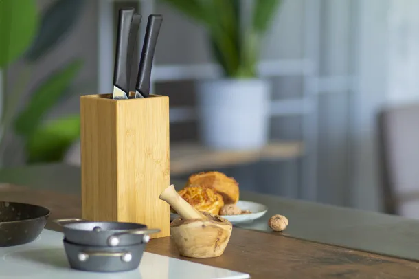 Santoku bamboo knife block Natural