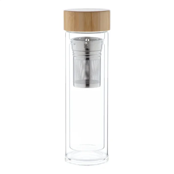 Andina staklena termo boca, 420 ml Prozirno Prirodna
