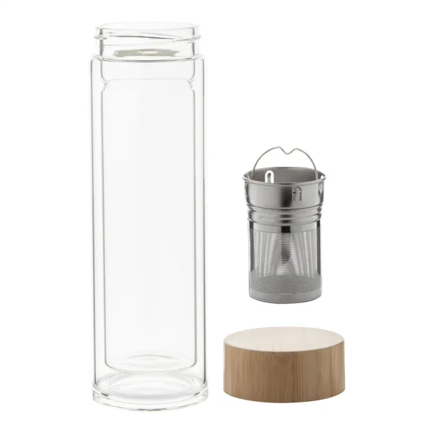 Andina staklena termo boca, 420 ml Prozirno Prirodna
