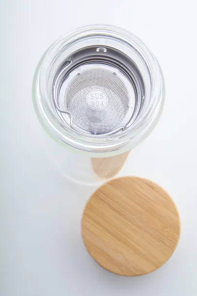 Andina staklena termo boca, 420 ml Prozirno Prirodna
