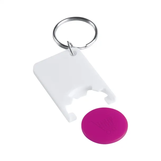 Trolex trolley coin keyring Pink White