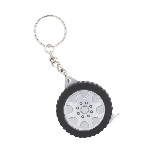 Wheel keyring with tape measure Black