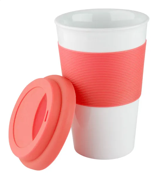 Soft Touch šalica sa silikonskom drškom, 400 ml Crvena Bijela