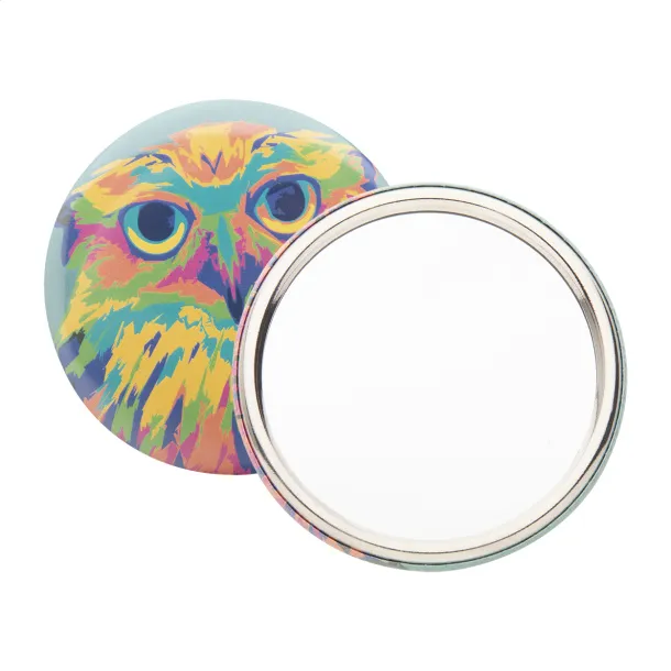 BeautyBadge pin button pocket mirror Silver