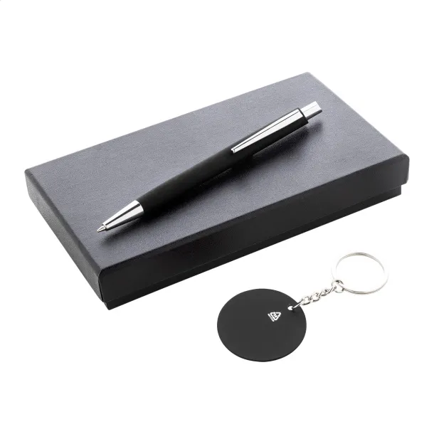 Miroset pen and keyring set Black