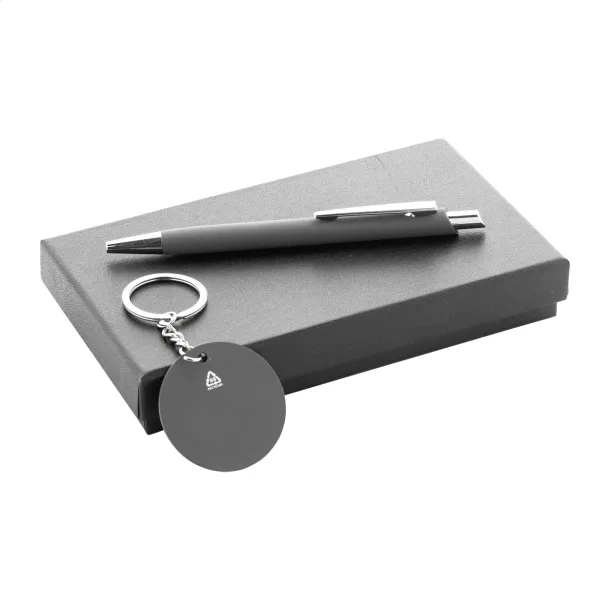 Miroset pen and keyring set Dark grey