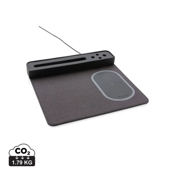  Air podloška za miš s 5W bežičnim punjačem i USB - XD Xclusive Crna
