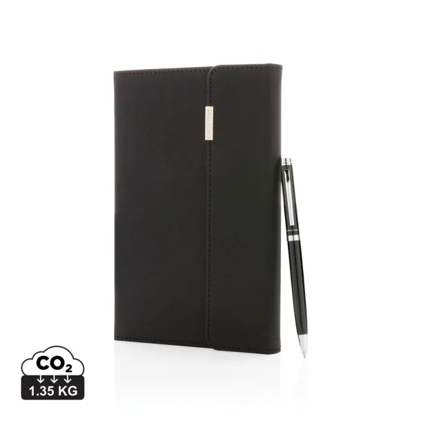  Swiss Peak deluxe A5 notebook and pen set - Swiss Peak Black