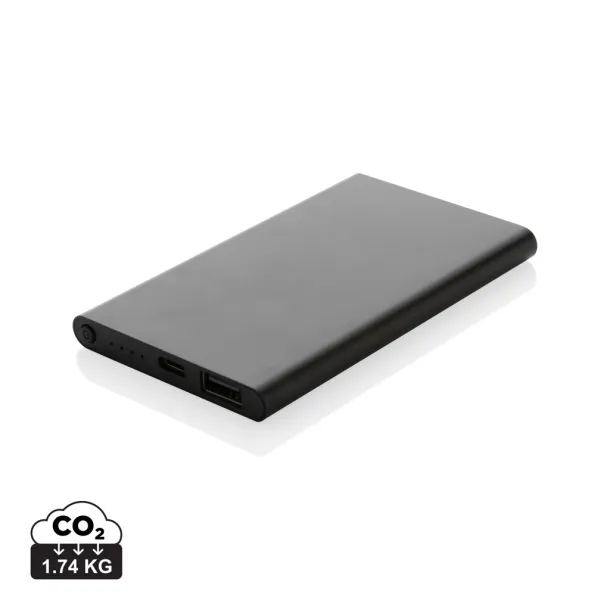  Prijenosna baterija od RCS reciklirane plastike/aluminija, 4 000 mAh - XD Collection Crna