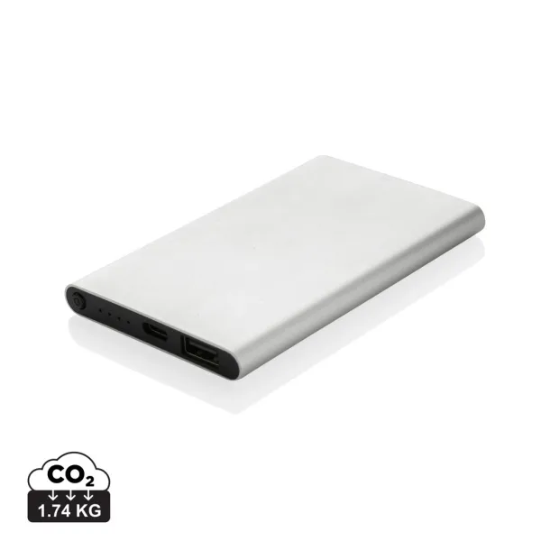 Prijenosna baterija od RCS reciklirane plastike/aluminija, 4 000 mAh - XD Collection Srebrna