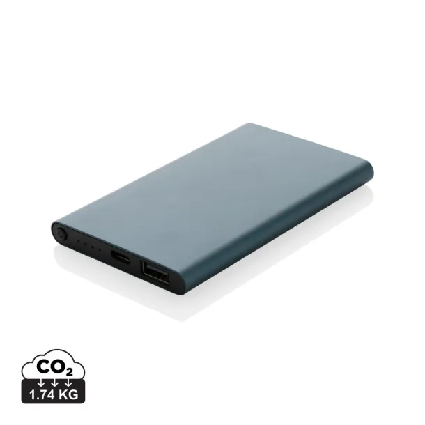  RCS recycled plastic/aluminum 4000 mah powerbank with type C - XD Collection Plava