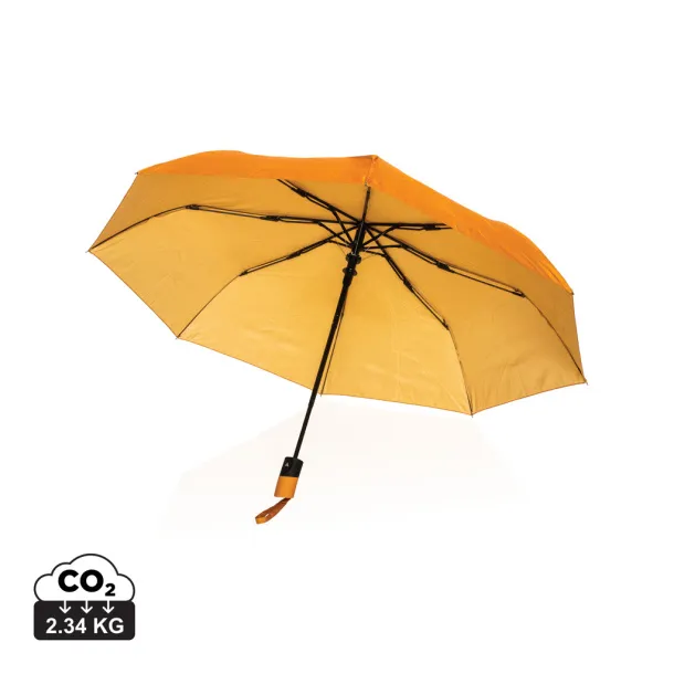  21" Impact AWARE™ 190T mini auto open umbrella - XD Collection sundial orange