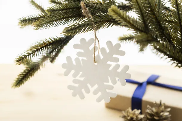 Joulox RPET Christmas tree ornament, snowflake White