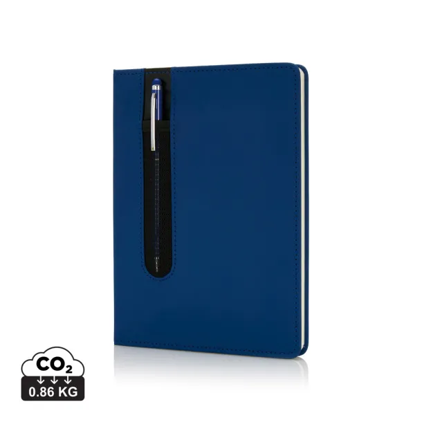  Standard hardcover PU A5 notebook with stylus pen - XD Collection Navy Blue