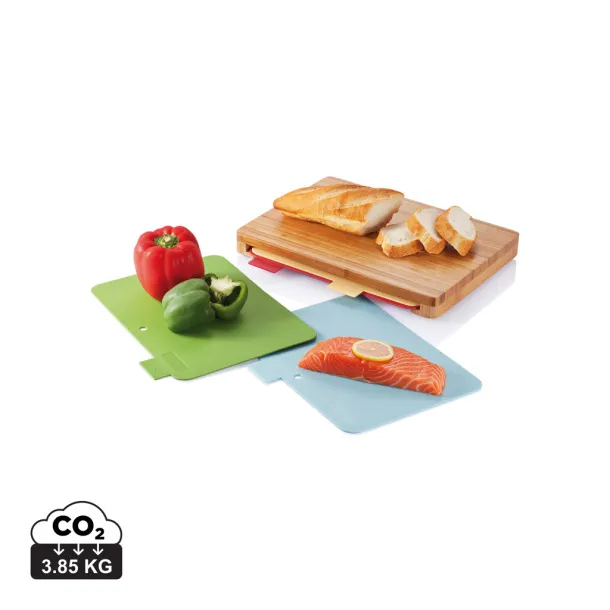 Cutting board with 4pcs hygienic boards - XD Collection Brown