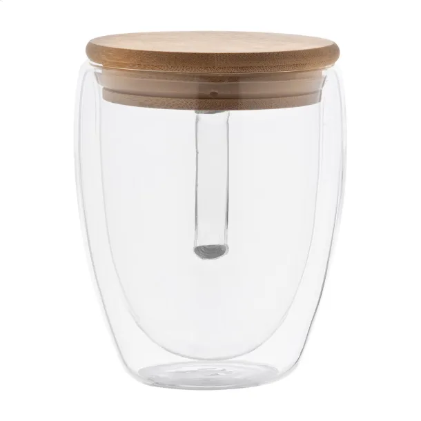 Grobina staklena termo šalica, 350 ml Prozirno Prirodna