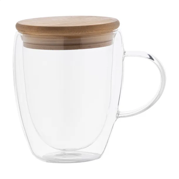 Grobina staklena termo šalica, 350 ml Prozirno Prirodna