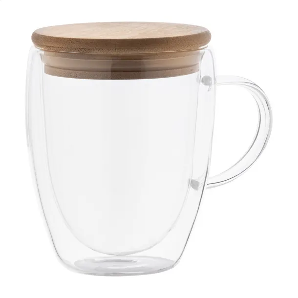 Grobina staklena termo šalica, 350 ml Prozirno Prirodna