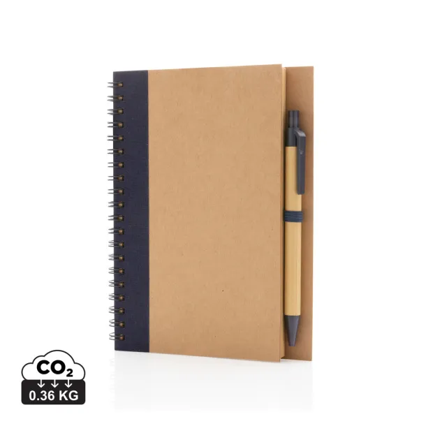  Kraft spiral notebook with pen - XD Collection Plava