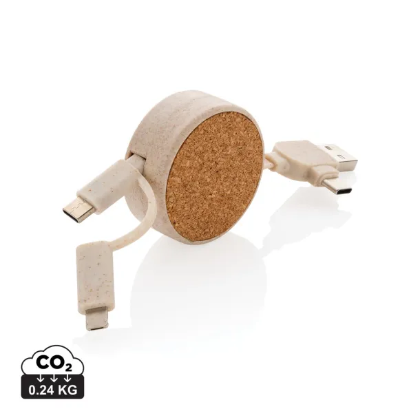  Cork and Wheat 6-in-1 retractable cable - XD Collection Brown