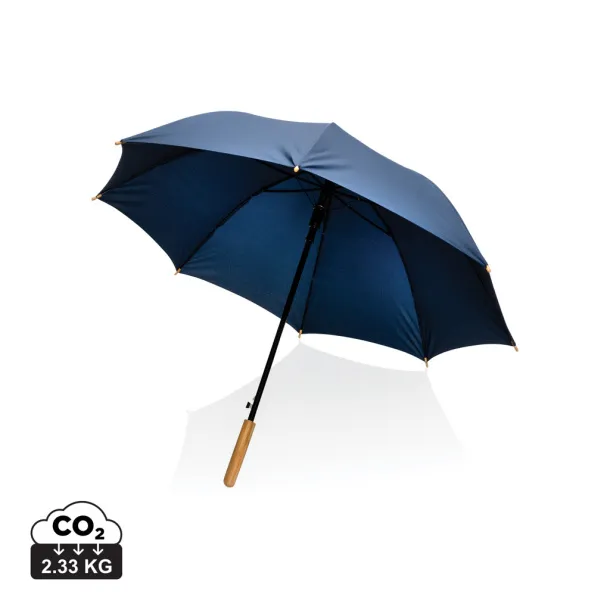  23" Impact AWARE™ RPET 190T auto open bamboo umbrella - XD Collection Navy Blue