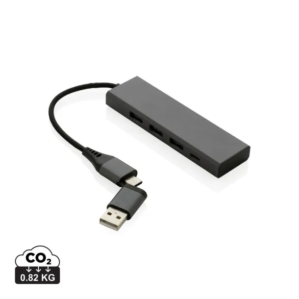  Terra RCS recycled aluminum hub with 3 USB port - XD Xclusive Grey