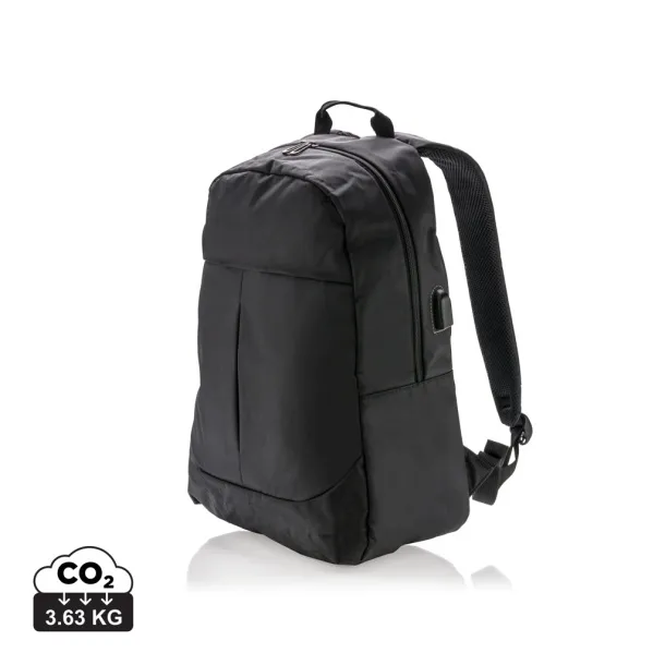  Ruksak za laptop s USB izlazom, 15" - XD Collection Crna